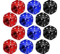 12 Pieces Aluminum Dice Valve Aluminum Dice Valve Stem Caps Car Motorcycle Tire Caps Bicycle Dust Caps Multicolored Caps Car Motorcycle Tire Caps Bicycle Dust Caps, Black, Blue, Red