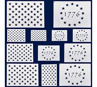 12 Pieces American Flag 50 Stars Stencil and 13star 1776 Template, 6 Sizes American Flag Template, Ideal for Painting on Wood, Fabric, Paper, Airbrush, Walls Art