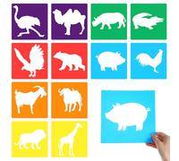 12 Pieces Animal Chalk Stencils for Kids, Reusable Drawing Stencils 8 Inch Sidewalk Chalk Stencil Painting Outside Large Washable Animal Themed Shape Template for Kids Toddlers Preschool