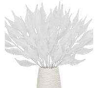 12 Pieces Artificial Christmas Glitter Leaves Branches, 39cm Sparkly Fake Leaf Sprays Christmas Tree Feathers Decoration for Christmas Tree Picks Ornament Arrangements DIY Crafts Wreaths (White)
