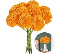 12 Pieces Artificial Hydrangea Flowers,Silk Fake Flowers,Artificial Flowers for Decoration,Bridal Wedding Bouquet,Suitable for Home Garden Wedding Party Flower Decoration(Orange)