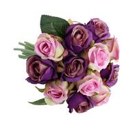 12 Pieces Artificial Rose Flowers,10"Artificial Silk Flowers Rose,Silk Flowers with Stems,Faux Flower Stems for Wedding,Party,Floral Arrangements Home Centerpiece Table Decoration (Pink Purple)