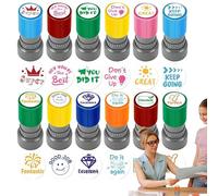 12 Pieces Assorted Stamps for Kids Teacher Stamp, Motivational Stamps Teacher Reward Stamps Sorted Review Stamps, Colorful School Supplies Stamps, for School Student Homework