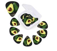 12 Pieces Avocado Print Guitar Picks Set Half Cut Guitar Picks with Organizer Storage Box Guitar Accessories Ukulele for Acoustic Guitar Bass Guitar Gift