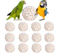 12 Pieces Bird Parrot Chew Toy Sola Balls, Natural Parrot Soft Chew Shredding & Foraging Toy, Bird Foot Balls for Cockatiel Conure Quaker Budgie Parakeet Bunny Guinea Pig Chinchilla Rabbit