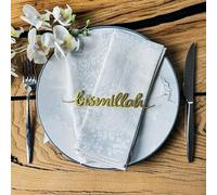 12 Pieces Bismillah Metal Plate Setting Sign Ramadan Ornament Islamic Home Decor for Ifthar Ramadan Kitchen Wall Decor | Latin - Gold