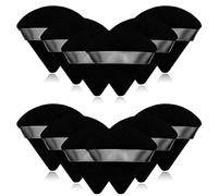 12 Pieces Black Cosmetic Powder Puff,2.76 inch Portable Soft Sponge Setting Face Puffs,Triangle Velvet Powder Puff with Ribbon Band Handle for Loose Powder Body Powder Makeup Tool