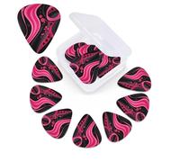 12 Pieces Black Pink Abstract Guitar Picks Set with Storage Box Organizer Guitar Accessories Ukulele for Acoustic Guitar Bass Guitar Day Gift