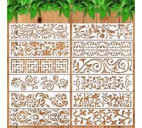 12 Pieces Border Stencils for Painting, Reusable Leaf Template for Painting, Furniture Cake Decorative Floral Stencils for Wall DIY Art Craft Canvas Fabric Wood Home Decor