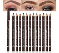 12 Pieces Brown Eyebrow Pencil, Wooden Hard Core Medium Brown Eyebrow Pencil, Eyebrow Pencils and Eyeliner, Waterproof and Sweatproof Eyebrow Pencil