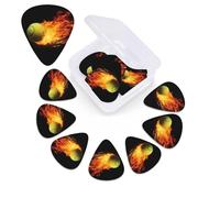 12 Pieces Burnt Tennis Pictures Guitar Picks Set with Custom Storage Box Guitar Accessories Ukulele Picks for Acoustic Guitar Bass Guitar Day Gift