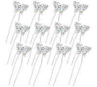 12 Pieces Butterfly Hair Pin Butterfly Hair Clips Crystal Pearl Bridal Wedding Hair Pins Bride Headwear Accessories for Women (Elegant Style)