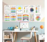12 Pieces Calming Corner Posters, Classroom Posters, Feelings Wheel Chart & Emotions Poster For Kids, Mental Health Wall Decorations, For Elementary, Daycare