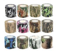 12 Pieces Camouflage Bandages, Adhesive Bandages, Elastic Bandages, Multifunctional Fixed Bandages, Non-Woven Bandages