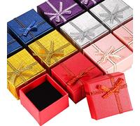 12 Pieces Cardboard Ring Gift Box Jewelry Boxes Package Case for Necklace Earring Gift, Birthday Random Color (Square Ring Box)