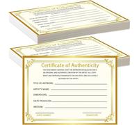 12 Pieces Certificate of Authenticity Certificates 5 * 7inch Gold Foil Certificates for Valuations and Artwork Gifts for Artists Handicraft Worker with 1.5inch Sticker (12 PCS)