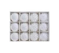12 Pieces Christmas Baubles Decorative Christmas Baubles with Crochet, Shatterproof Plastic Hanging Baubles for Christmas Tree, Parties, Weddings