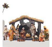12 Pieces Christmas Nativity Set - Tabletop Scenes | Manger Scene | Holy Family Crafts Statue Deco | Home Living Room Church Decoration