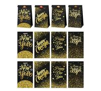 12 Pieces Christmas Paper Bags With Stickers For Holiday Decorations Festival Packaging Bag New Year Party Supplies Small Toy Bags