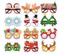 12 Pieces Christmas Paper Glasses Xmas Party Glasses Frame Funny Christmas Glasses Photo Booth Props Masquerade Masks Fiesta Glasses Party Game Eyewear Dress Costume Decoration Gifts for Kids Adults