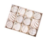 12 Pieces Christmas Tree Ball Hanging Ornaments with Strings, Shatterproof, White Velvet Christmas Baubles for Tree, Holiday, Wedding, Party Decoration