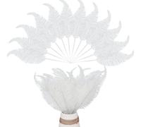 12 Pieces Christmas Tree Feathers Decorations Artificial Giitter Leaves Picks Giant Baubles Ornament for DIY Accessories Tree Flower Arrangements Wreath Garland (White)