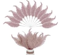 12 Pieces Christmas Tree Feathers Decorations Artificial Glitter Leaves Picks Christmas Giant Baubles Ornament for DIY Accessories Christmas Tree Flower Arrangements Wreath Garland (Rose Gold)