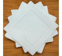 12 Pieces Cocktail Napkins,Cocktails Hemstitch Napkin,Beverage Napkins for Dinner Party, Linen Cotton Fabric 8“x8" (20x20cm)