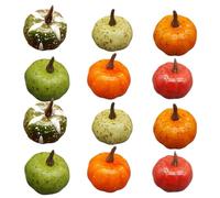 12 Pieces Color Artificial Pumpkins Set - Bulk Decoration Faux Harvest Pumpkin, Fake Mini Foam Pumpkins Halloween Decoration Autumn Decor Set For Crafts Fall Wedding Home Halloween Party