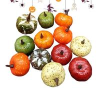 12 Pieces Color Artificial Pumpkins Set - Bulk Decoration Faux Harvest Pumpkin, Fake Mini Foam Pumpkins Halloween Decoration Autumn Decor Set For Crafts Fall Wedding Home Halloween Party