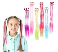 12 Pieces Coloured Hair Extensions for Girl,Kids Hair Extensions Girls Hair Extensions Braids,Rainbow Hair Extensions Girls Hair Decor,Hair Accessories for Girls Party Birthday Party Performance