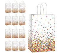 12 Pieces Confetti Sprinkle Party Decorations Confetti Sweet Candy Bag Donut Birthday Treat Bags for Kids Ice Cream Sprinkle Paper Bag Sprinkle Themed Party Baby Shower Weddings Favors Supplies