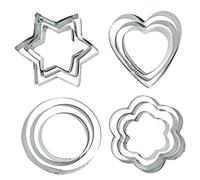 12 Pieces Cookie Cutter, Cookie Cutters Shapes Pastry Cutter Biscuit Cutters Baking Set Christmas Stainless Steel Heart Circle Flower Star Shaped Cookie Cutters for Baking