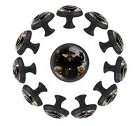 12 Pieces Drawer Knobs Magical Bee Honey Moon Plants Star Constellation Flower 35mm Black Base Dresser Knobs Closet Door Cabinet Hardware Handles Pulls for Kitchen Bedroom Cupboard