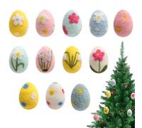 12 Pieces Easter Eggs Decorations - 6x4.5cm Large Pastel Felted Eggs Ornaments, Spring Hanging Ornaments, Colorful Painted Easter Felt Egg For Tree Hanging, Festive Decor Seasonal Spring Display