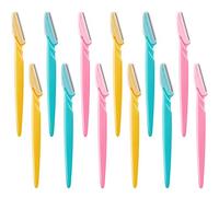 12 Pieces Eyebrow Razor Shaper Shavers Trimmers for Women and Men Face Hair Removers (Pink, Yellow, Blue)