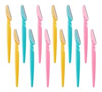 12 Pieces Eyebrow Razor Shaper Shavers Trimmers for Women and Men Face Hair Removers (Pink, Yellow, Blue)