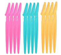 12 Pieces Eyebrow Razor Shaper Shavers Trimmers for Women and Men Face Hair Removers (Pink, Yellow, Blue)