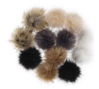 12 Pieces Faux Fur Pom Pom, DIY Fox Fur Fluffy Pompom Ball with Elastic Loop for Detachable Knit Hats, Keychains, Scarves, Gloves, Bags, Clothing Accessories (10cm)
