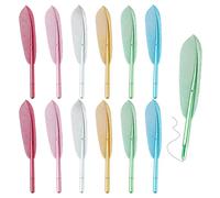 12 Pieces Feather-Shaped Neutral Pens, Retro Neutral Pens, Writing Tools, Study and Office Supplies.