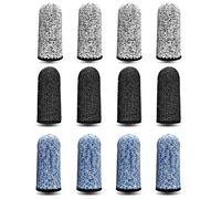 12 Pieces Finger Cots, Reusable Thumb Protector Non Slip Finger Protectors Breathable Finger Cots Cut Resistant Protection for Work, Kitchen, Garden, Sculpture (Blue, Black and Grey)…