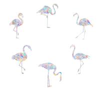 12 Pieces Flamingo Window Clings - Anti-Collision Window Decals to Save Birds from Window Collisions,Non Adhesive Prismatic Vinyl Window Clings, Rainbow Stickers