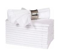 12 Pieces Flax Linen Napkins Hemstitched Napkins Dinner Washable(White 45X45cm)