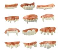 12 Pieces Funny Fake Teeth, Halloween Demon Teeth Funny Bob Teeth Halloween Vampire Teeth Gnarly Fake Teeth, Joke False Teeth Adult, for Aldult Halloween Masquerade Costume Party Favors