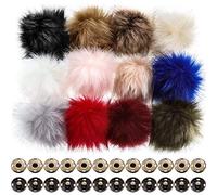 12 Pieces Fur Pompoms for Knitted Hats Faux Fur Balls for Hats Faux Fur Fluffy Pompom Ball with Removable Press Button for Detachable Knit Hats Clothing Accessories()