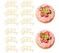 12 Pieces Gold Happy Birthday Cake Toppers Acrylic Cupcake Topper Happy Birthday Sign for Cake Supplies Party Decorations