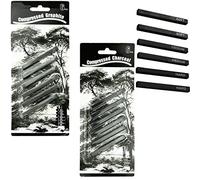 12 Pieces Graphite Material Sticks Square Compressed Charcoal Sticks Drawing Pencils Set for DIY Drawing Crafts, Sketching, Shading, Beginners and Artists