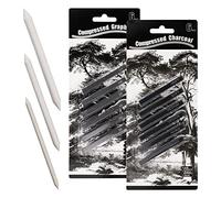 12 Pieces Graphite Material Sticks with 3 Blending Stumps, Square Compressed Charcoal Sticks Drawing Pencils Set for DIY Drawing Crafts, Sketching, Shading, Beginners and Artists