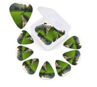 12 Pieces Green Rice Field Print Guitar Picks Set with Custom Storage Box Guitar Accessories Ukulele for Acoustic Guitar Bass Valentine's Day Gift