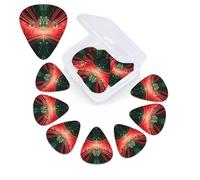 12 Pieces Guitar Picks Set Red Line Print with Custom Storage Box Guitar Accessories Ukulele for Acoustic Guitar Bass Valentine's Day Gift